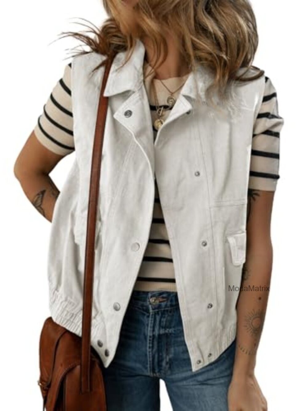 Sleeveless Cargo Vest Tops Lapel Collar Button Down Lightweight Cotton Womens